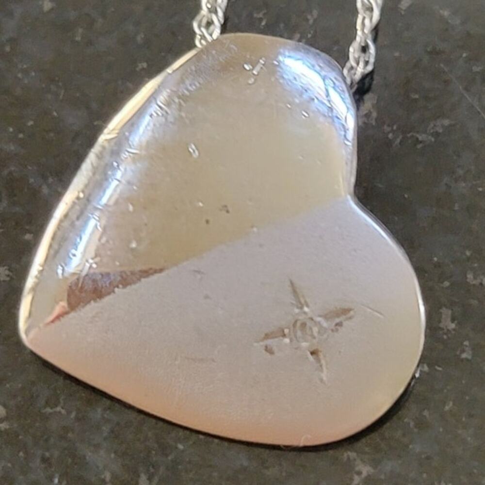Vintage Two Tone Heart Pendant Necklace With Star Stamp Minimal Love Charm Gift